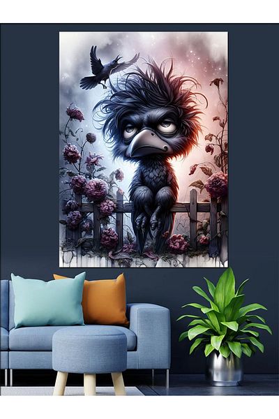 Tablomega Sad Cat Drawing Decorative Canvas - Mdf Wooden Painting