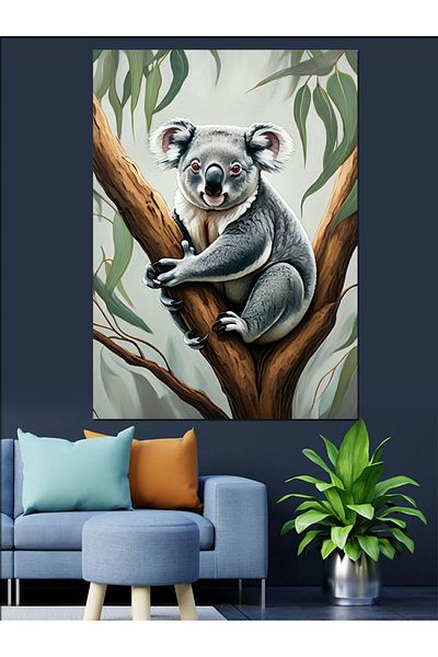 Tablomega Koala on the Tree Decorative Canvas - Mdf Wooden Painting