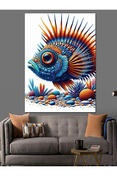 Tablomega Colorful Fish Decorative Canvas - Mdf Wooden Painting