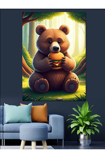 Tablomega Plush Bear Decorative Canvas - Mdf Wooden Painting