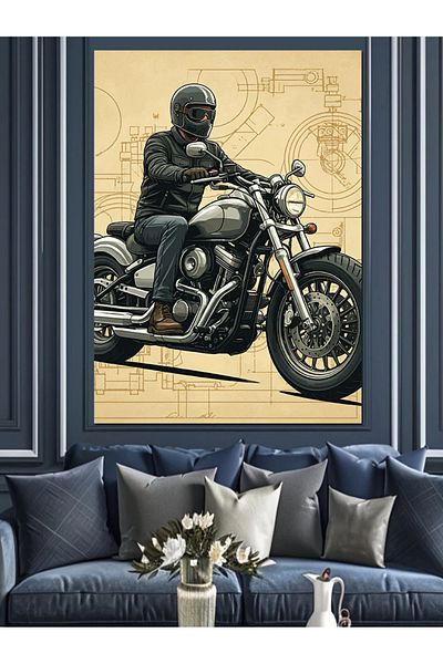 Tablomega Plan de Conducere Motociclete Pânză Decorativă - Lemn MDF Pictură
