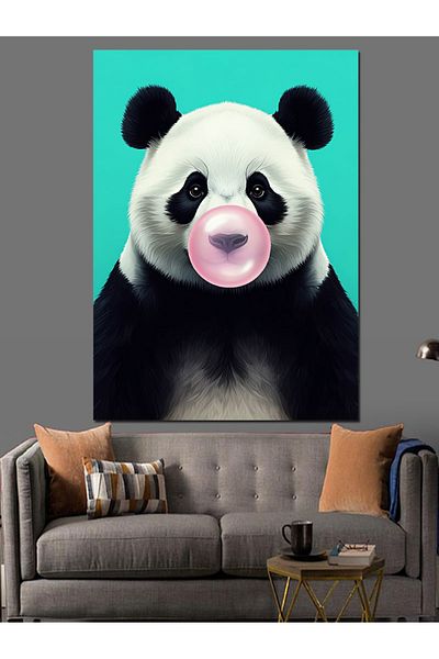 Tablomega Chewing Gum Panda Decorative Canvas - Mdf Wooden Painting