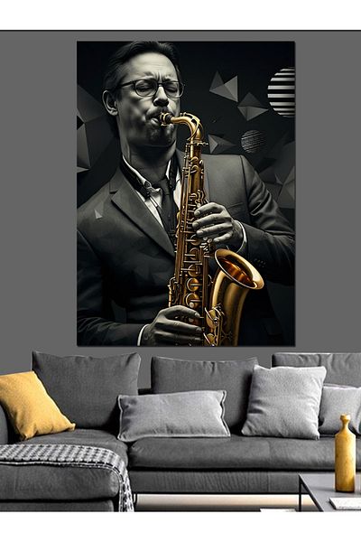 Tablomega Canvas Decorativ Saxofonist - Lemn MDF