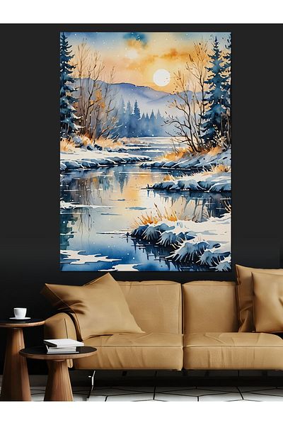 Tablomega Winter Landscape Decorative Canvas - Mdf Wooden Painting