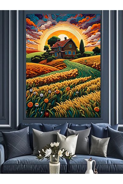 Tablomega Pânză decorativă Peisaj Rural - Lemn MDF