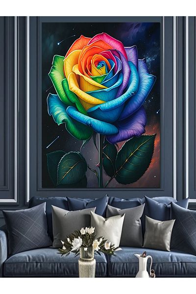 Tablomega Colorful Rose Decorative Canvas - Mdf Wooden Painting