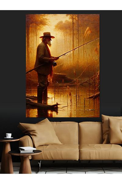 Tablomega Fisherman Man Decorative Canvas - Mdf Wooden Painting