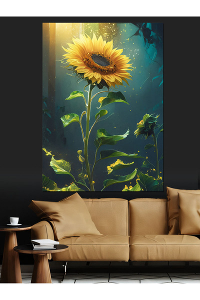 KanvasSepeti Pânză decorativă cu floarea-soarelui - Pânză texturată cu vopsea...