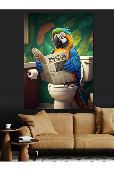 Tablomega Toilet Reader Bird Decorative Canvas - Mdf Wooden Painting