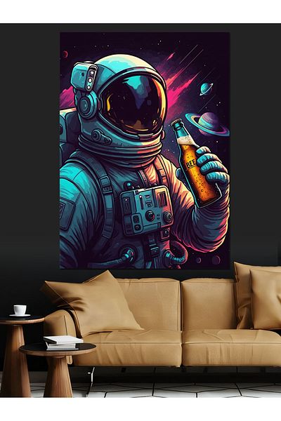 Tablomega Pânză Decorativă Neon Astronaut - Lemn MDF