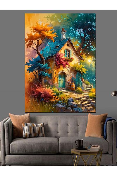 Tablomega Canvas Decorativ Forest House - Lemn MDF