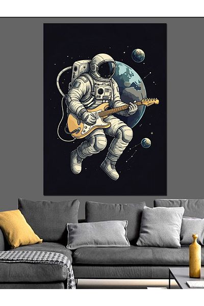 Tablomega Astronaut Playing Guitar Decorative Canvas - Mdf Wooden Painting