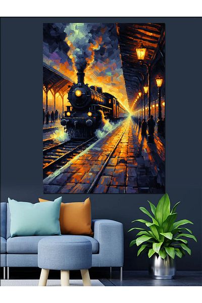 Tablomega Steam Train Decorative Canvas - Mdf Wooden Painting