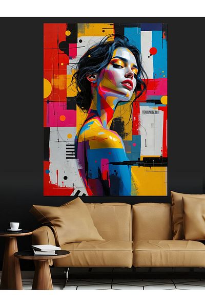 Tablomega Pictură Decorativă Portret Femeie Colorată - Lemn MDF