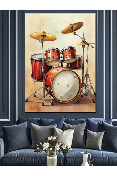 Tablomega Drum Set Decorative Canvas - Mdf Wooden Table