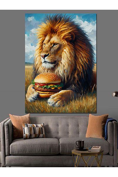 Tablomega Pânză Decorativă Burger Lion - Lemn MDF