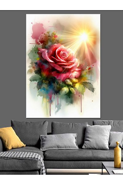 Tablomega Rose and Sun Decorative Canvas - Mdf Wooden Painting
