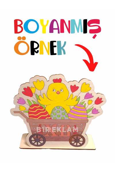 BİR LAZER Cute Chick and Colorful Eggs Wooden Painting Activity Educational Montessori Children's Development Toy