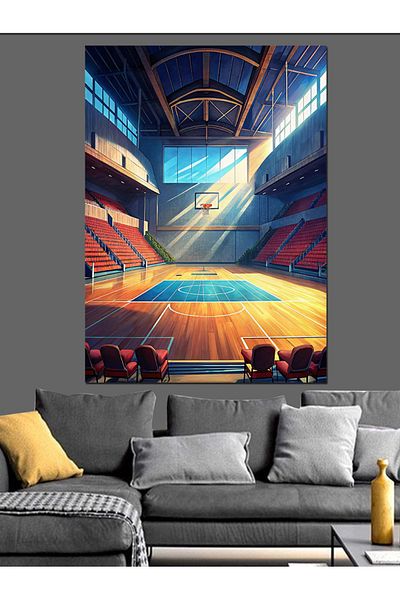 Tablomega Basketball Court Decorative Canvas - Mdf Wooden Table
