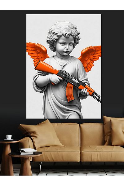Tablomega Angelic Love Angel Decorative Canvas - Mdf Wooden Painting