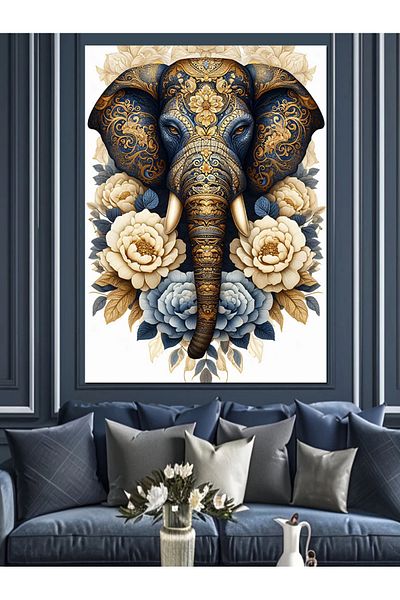 Tablomega Colorful Elephant Decorative Canvas - Mdf Wooden Table