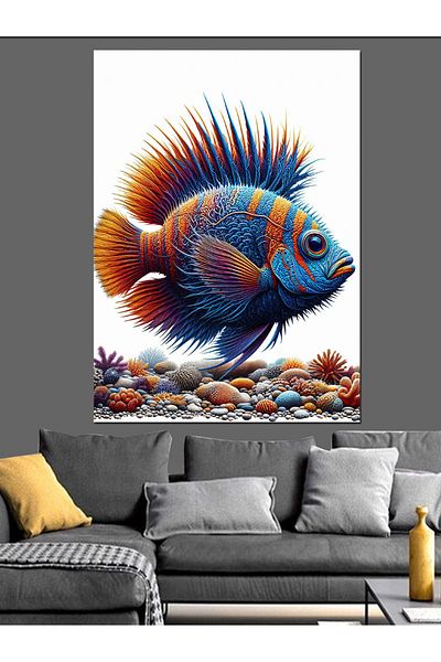 Tablomega Colorful Fish Decorative Canvas - Mdf Wooden Painting