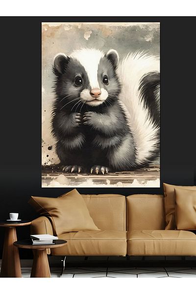 Tablomega Cute Skunk Decorative Canvas - Mdf Wooden Painting