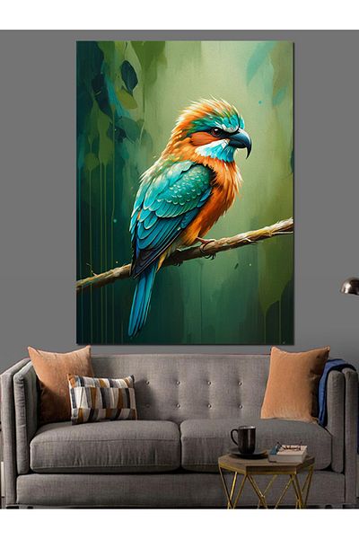 Tablomega Bird on the Branch Decorative Canvas - Mdf Wooden Painting