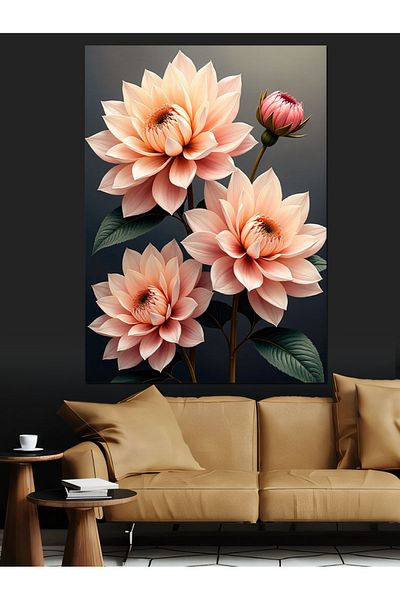 Tablomega Pink Flower Bouquet Decorative Canvas - Mdf Wooden Painting