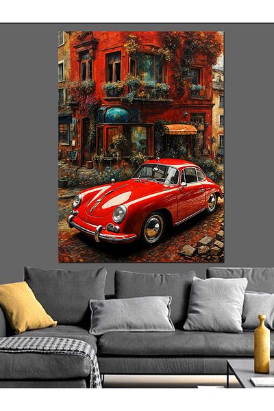 Tablomega Red Classic Car Decorative Canvas - Mdf Wooden Painting