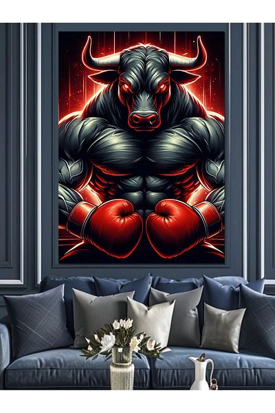 Tablomega Boxer Bull Decorative Canvas - Mdf Wooden Painting
