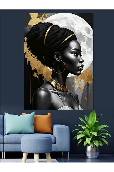 Tablomega African Woman Decorative Canvas - Mdf Wood Painting