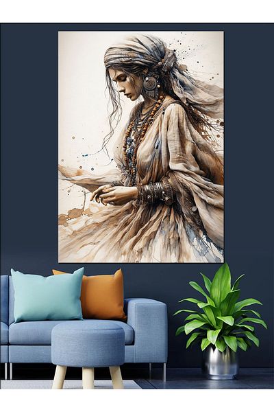 Tablomega Old Time Woman Decorative Canvas - Mdf Wooden Painting