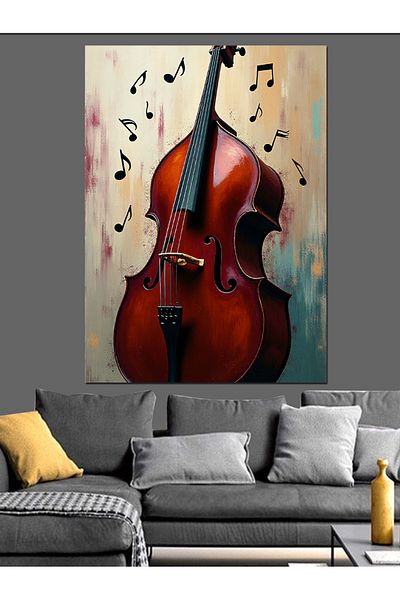 Tablomega Canvas Decorativ Vioara Si Nota - Tabla din Lemn MDF