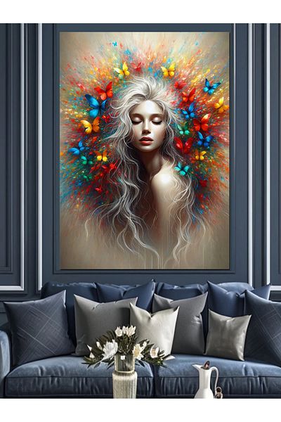 Tablomega Colorful Woman Decorative Canvas - Mdf Wooden Painting