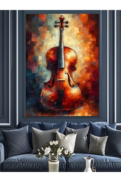 Tablomega Colorful Cello Art Decorative Canvas - Mdf Wooden Painting