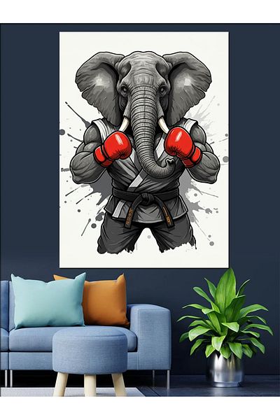 Tablomega Pânză Decorativă Boxer Elephant - Lemn MDF