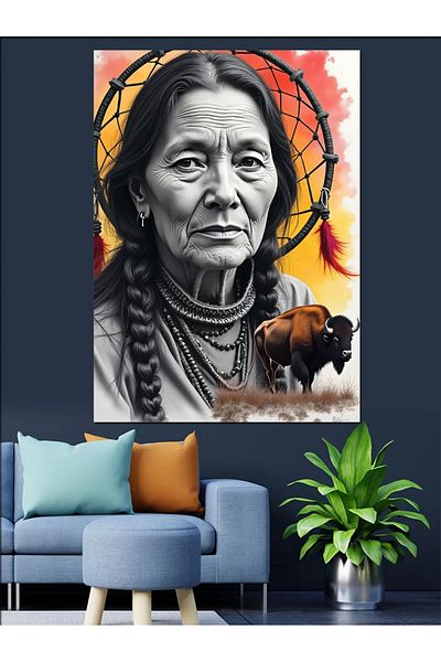 Tablomega Pânză Decorativă Femeie Indiană - Lemn MDF
