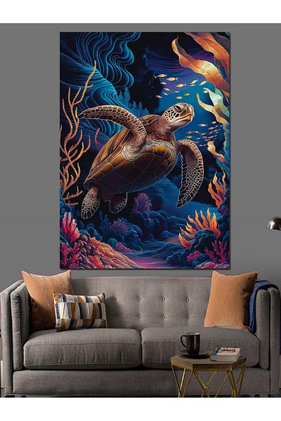 Tablomega Sea Turtle Decorative Canvas - Mdf Wooden Painting