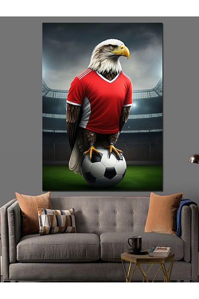 Tablomega Football Player Eagle Decorative Canvas - Mdf Wooden Painting