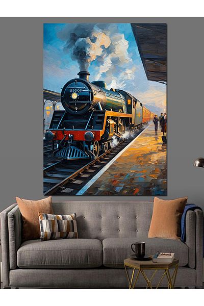 Tablomega Railway Station Decorative Canvas - Mdf Wooden Painting