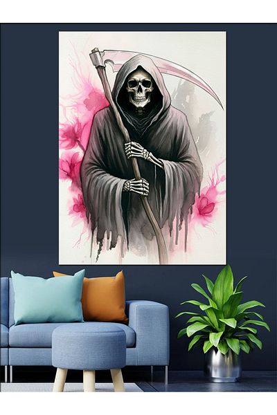 Tablomega Grim Reaper Decorative Canvas - Mdf Wooden Painting