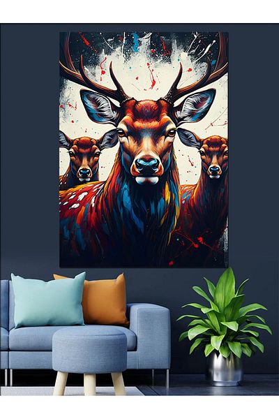 Tablomega Pânză decorativă cerb colorat - Lemn MDF