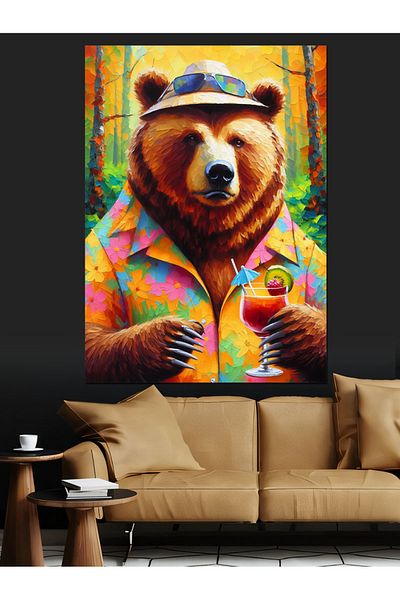 Tablomega Tropical Shirt Bear Decorative Canvas - Mdf Wooden Painting