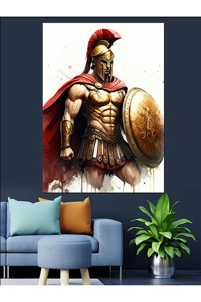 Tablomega Spartan Soldier Decorative Canvas - Mdf Wooden Painting