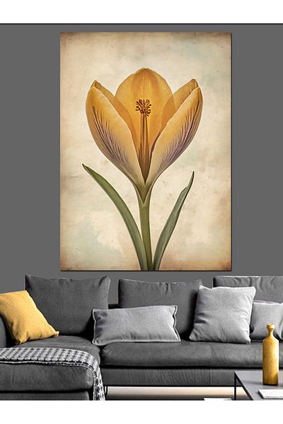 Tablomega Yellow Flower Decorative Canvas - Mdf Wooden Painting