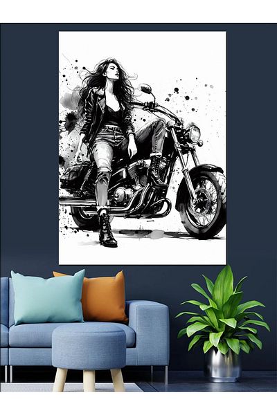 Tablomega Motorized Woman Decorative Canvas - Mdf Wooden Painting