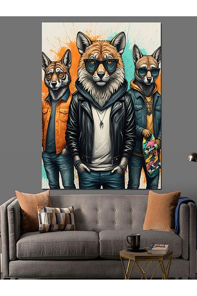 Tablomega Wolves Decorative Canvas - Mdf Wooden Painting