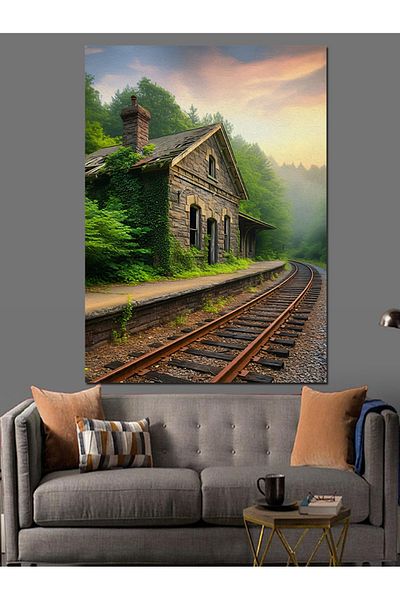 Tablomega Old Railway Track Decorative Canvas - Mdf Wooden Painting