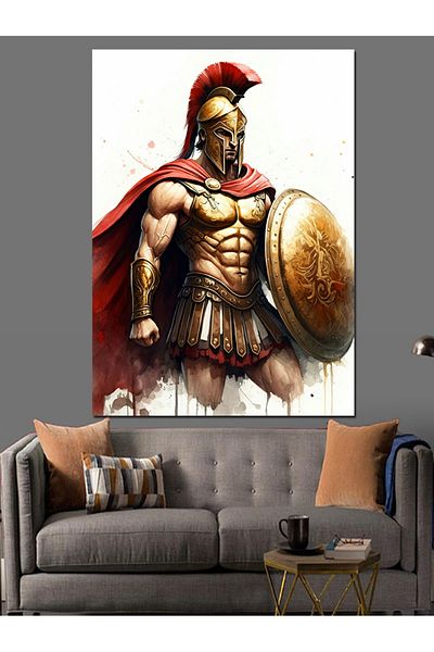 Tablomega Spartan Soldier Decorative Canvas - Mdf Wooden Painting